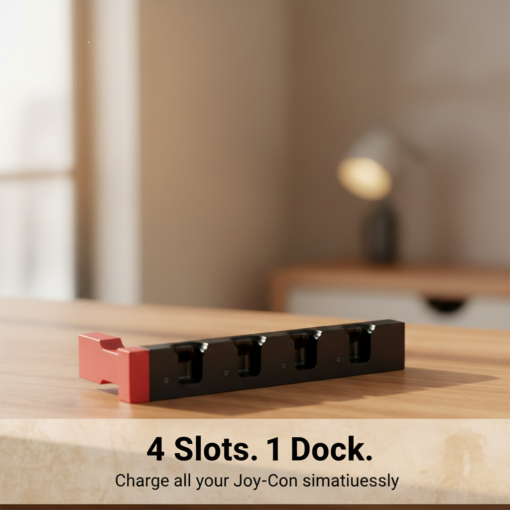 4 Slots. 1 Dock. - Charge all your Joy-Con simultaneously